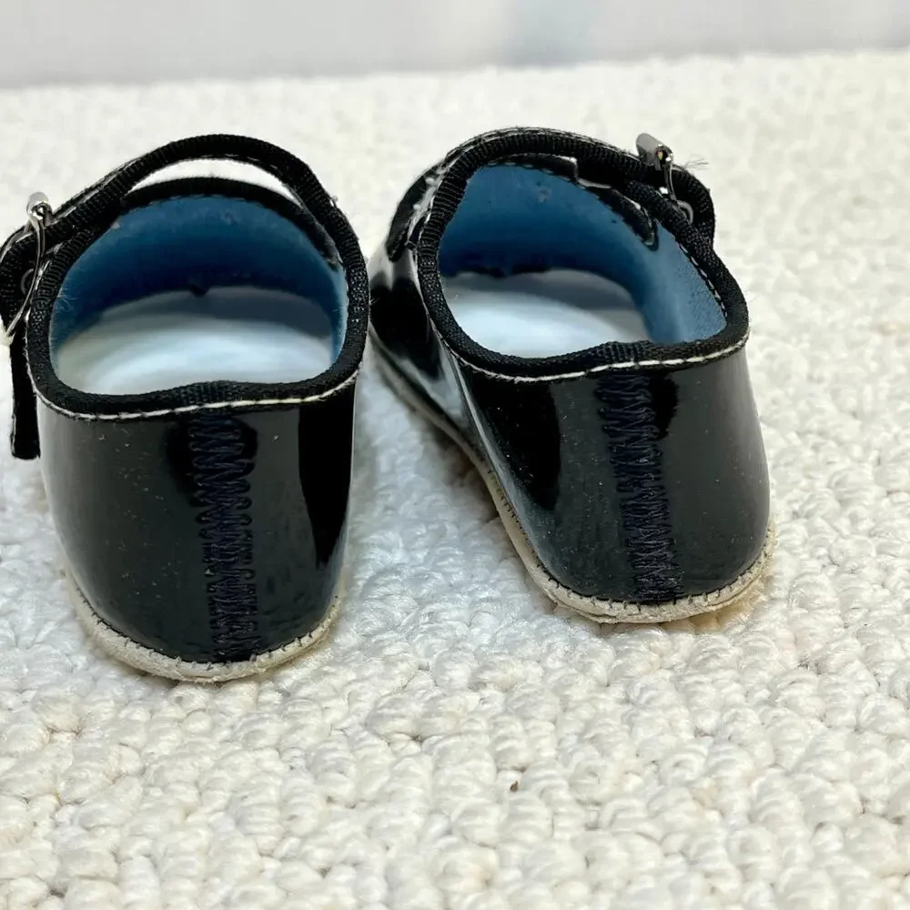 Mary Janes Girl's Baby Shoes Black Gift Box Size 2 Soft Bottoms USA Made VTG